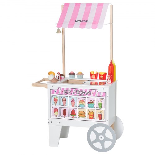 Ice Cream Cart for Kids 20 PCS Accessories Pretend Play Ice Cream Shop