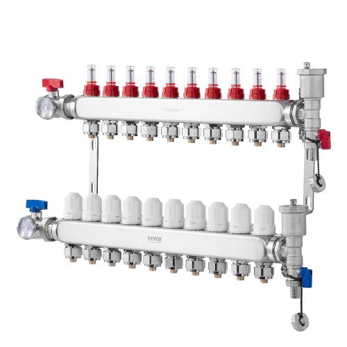 10Branch Radiant Heat Manifold 12 PEX Tubing Manifold Stainless Steel