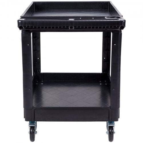 Utility Service Cart 2 Shelf 550LBS Heavy Duty Plastic Rolling Utility Cart
