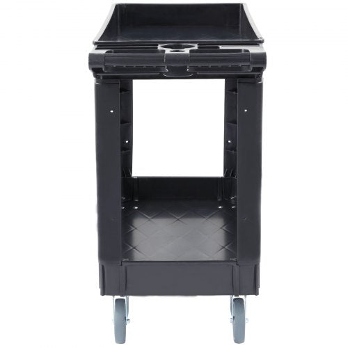 Utility Service Cart 2 Shelf 550LBS Heavy Duty Plastic Rolling Utility Cart