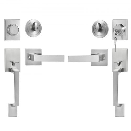 Double Door Handle Set Double Door Lock Set with Reversible Handle Lever
