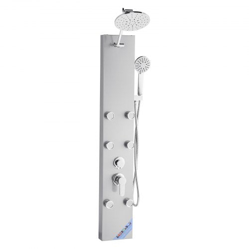 Shower Panel Tower System With Rainfall Head 49 In Brushed Stainless Steel