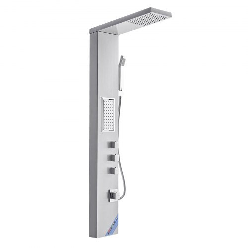 Shower Panel Tower System with Rainfall Shower Head 53 in Brushed Stainless