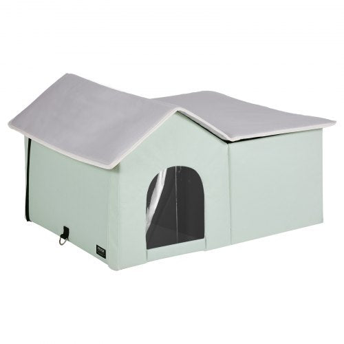 Heated Cat House Outdoor Kitty Shelter with Adjustable Temperature and Timer