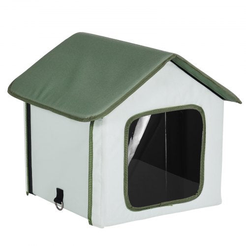 Elevated Heated Cat House Outdoor Kitty Shelter with Timer 600D Oxford