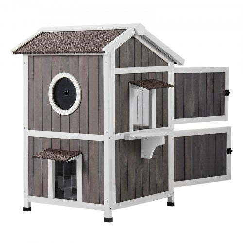Outdoor Cat House Weatherproof Feral Cat Shelter for Multiple Cats 2story