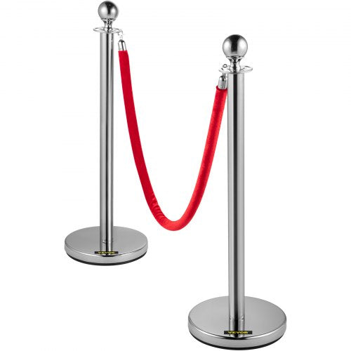 6 PCS Crowd Control Stanchion Silver Stanchions Posts Stainless Steel