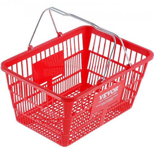 Shopping Basket Set of 12 21L Durable Plastic Grocery Basket with Metal
