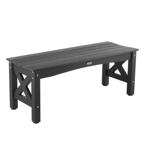 Outdoor Bench 44.5 Inch 600 Lbs Weight Capacity Weatherproof Plastic Frame With