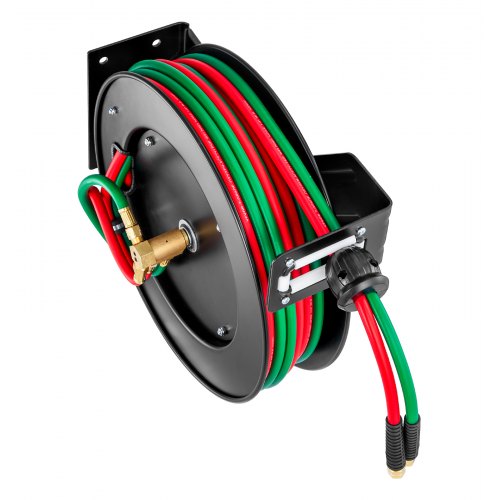 Retractable Welding Hose Reel 14Inch X 50Ft Twin Oxygen Acetylene Rubber Max