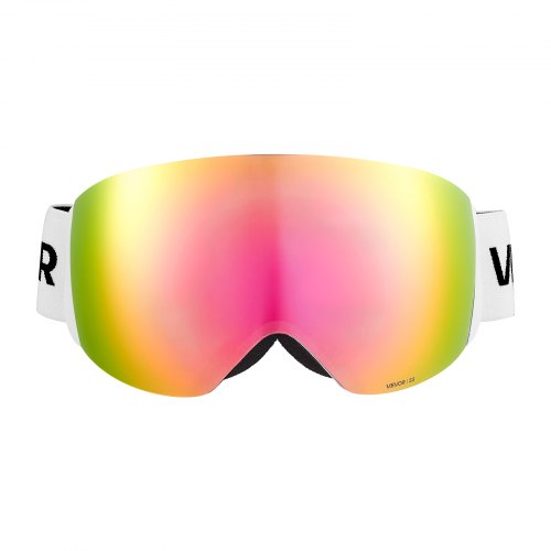 Frameless Ski Goggles Spherical Lens with Pink Revo Coating OTG Anti fog