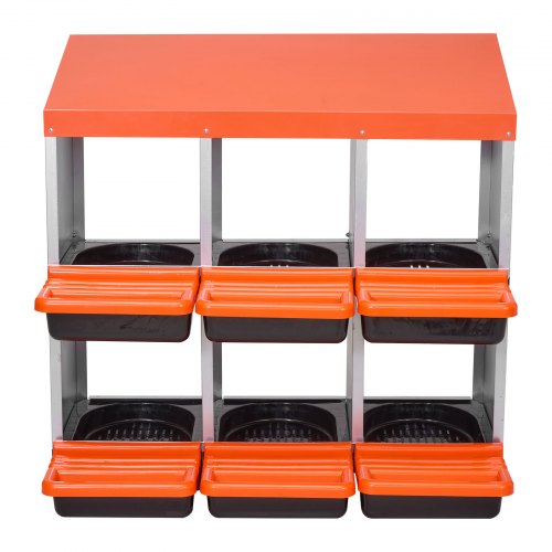 2 Tiers Chicken Nesting Boxes 6 Compartments Metal Egg Laying With Protective