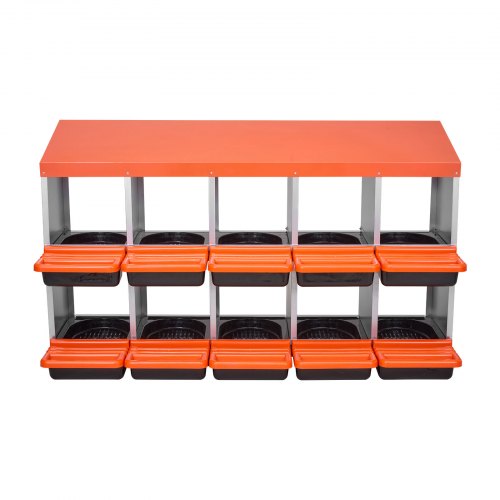 2 Tiers Chicken Nesting Boxes 10 Compartments Metal Egg Laying With Protective