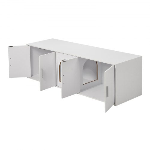 Cat Litter Box Enclosure Wooden Litter Box Furniture Hidden 579 White – 56 L