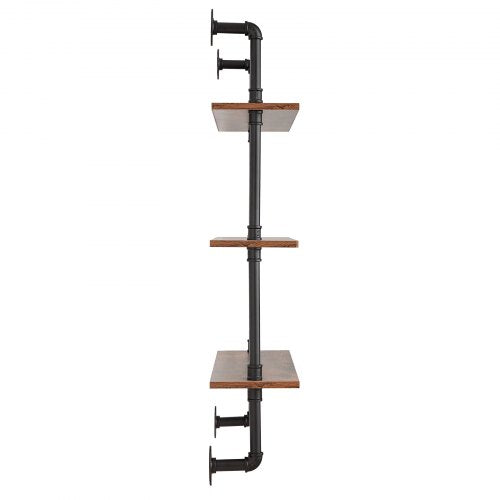 Industrial Pipe Shelf 3 Tier 24x787in WallMount Floating Rustic Wood