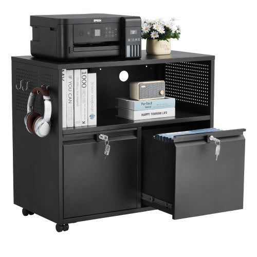 2 Drawers Metal File Cabinet Lateral Filing Cabinet with Lock and Adjustable