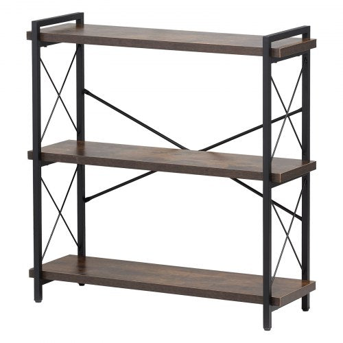 Metal Bookshelf 3Tier Industrial Bookshelf Small Rustic Storage Display