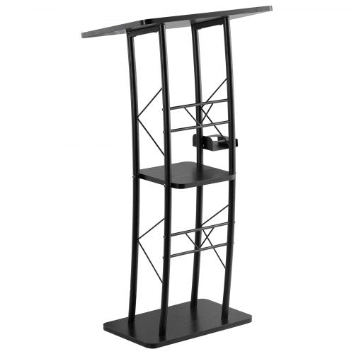 Podium Stand 47Inch Metal Lectern Curved Standing Podium with Wide