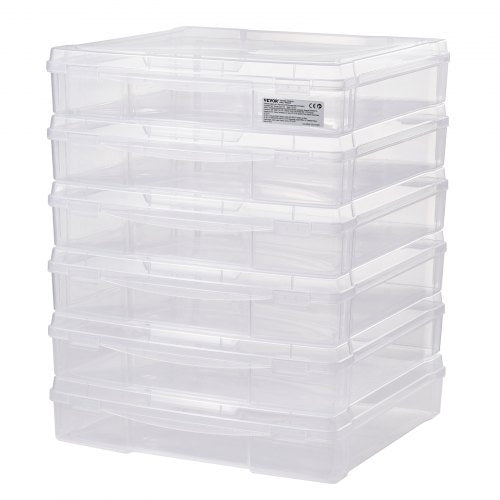 Scrapbook Paper Storage 6 Pack Stackable Plastic Board Game Boxes Clear