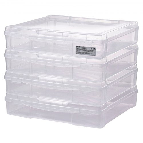 Scrapbook Paper Storage 4 Pack Stackable Plastic Board Game Boxes Clear