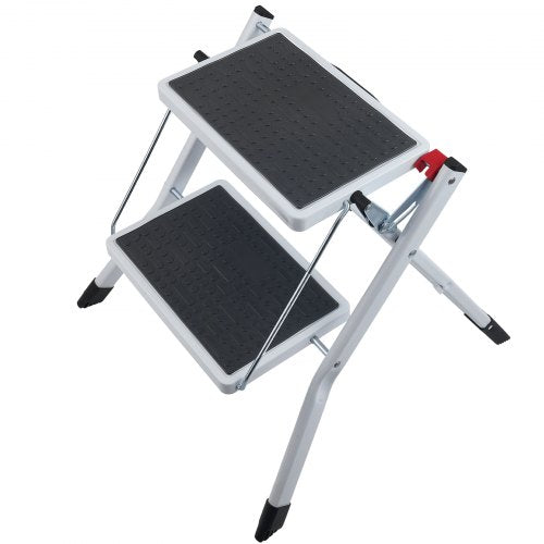 Step Ladder 2Step 330lbs Capacity Ergonomic Folding Steel Step Stool with Wide