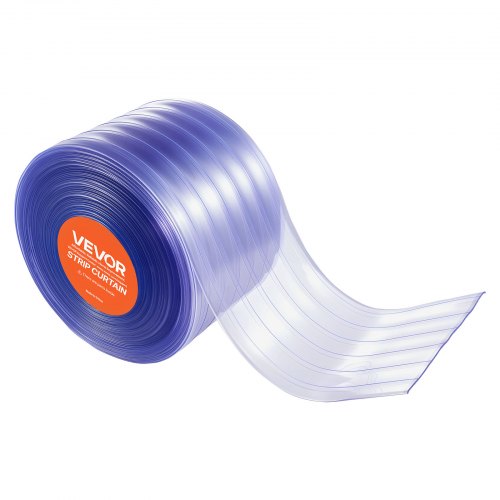 Clear PVC Strip Curtain 150 ft Length x 12 in Width Ribbed Plastic Door