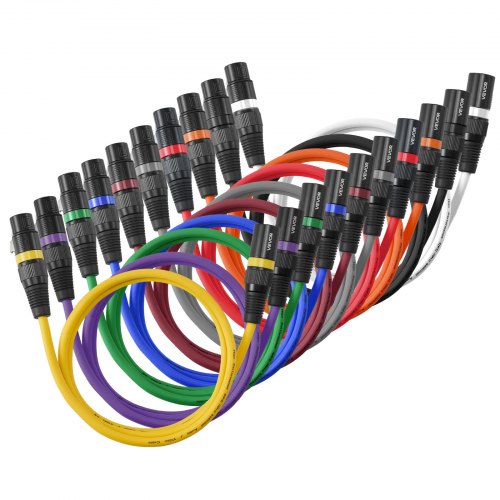 XLR Cable 3.3 ft 10 Pack Shielded Balanced DMX Male to Female Microphone
