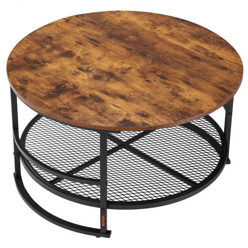 3 Pieces Round Coffee Table Sets 31.5 in Industrial Living Room Table with 2 End