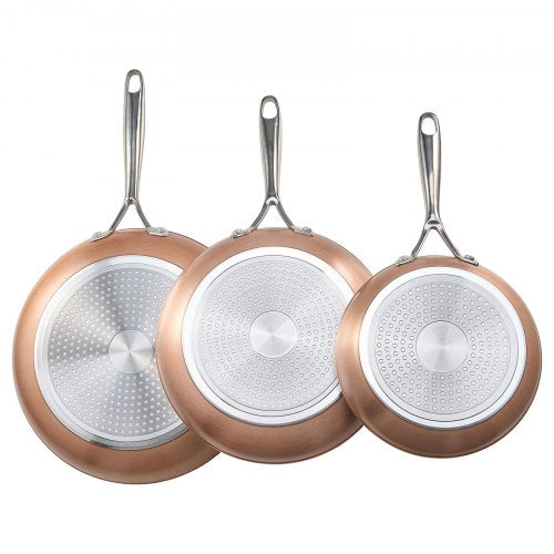Frying Pan Skillet Aluminum Egg Fry Pans 3 Piece 8 10 12 in Nonsitck