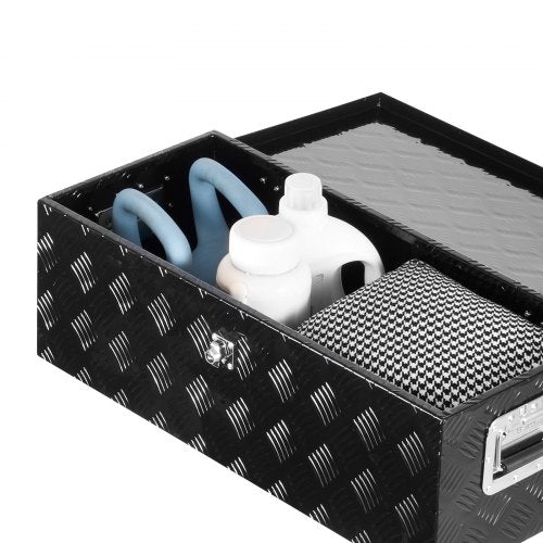 Heavy Duty Aluminum Truck Bed Tool Box Stripes Plated Tool Box with Side 2