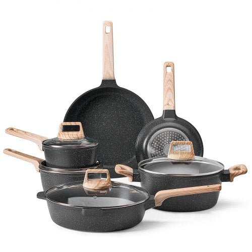 17 Piece Pots and Pans Set Nonstick Granite Cookware Set Induction