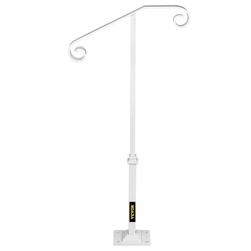 Single Post Handrail White Wrought Iron Post Mount Step Grab Supports Fits 1