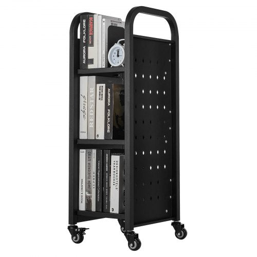 Rolling Library Book Cart 220 lbs Capacity 12.6 x 13.8 x 36.8Inch Library