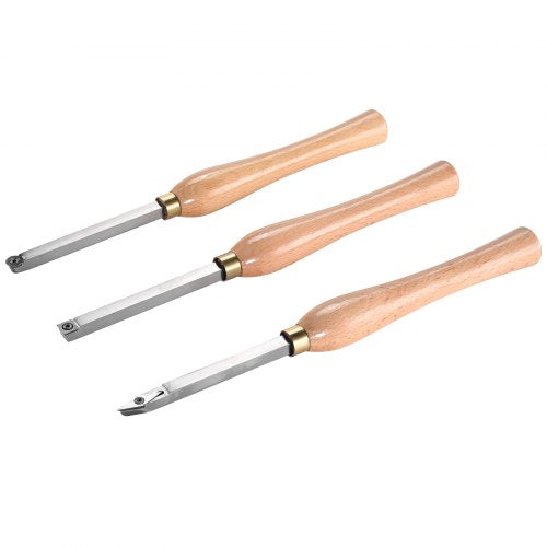Wood Lathe Chisel Set 3 PCS Woodworking Turning Tools Includes Square