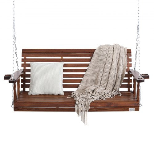 Wooden Porch Swing 5.5 ft Patio bench swing for Courtyard Garden
