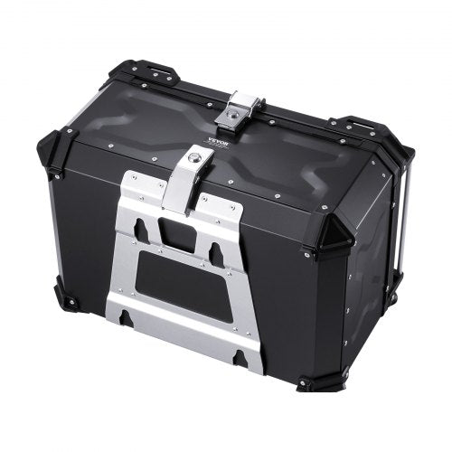Motorcycle Top Case Universal Aluminum Alloy Motorbike Tail Box with Leather