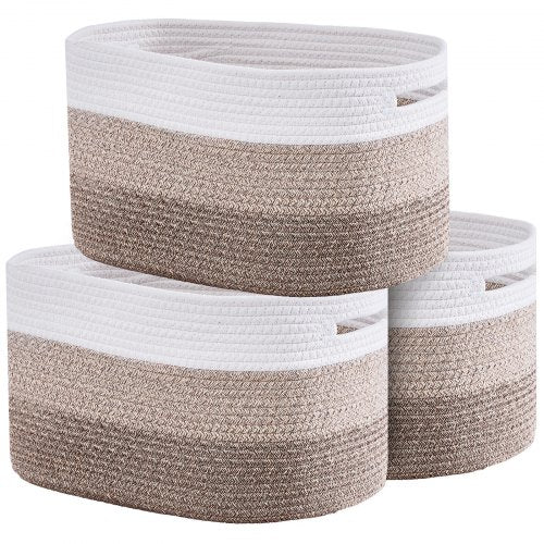 Cotton Rope Basket 22L 3 Packs Storage Basket Woven Basket Bins with Handles