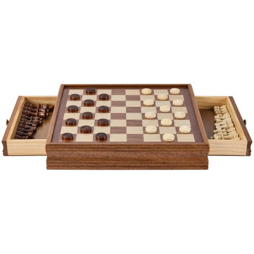 Solid Wood Chess Set 15 inch 2IN1 Chess Checkers Game Set Chess Board