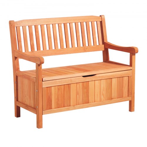 Outdoor Storage Bench 2Person Wooden Storage Bench 33 Gallons Deck Box