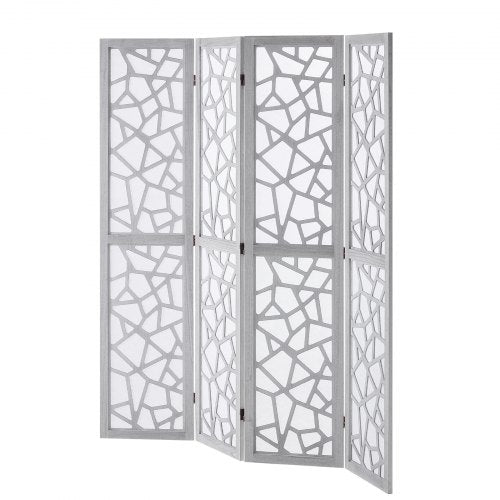 Wood Room Divider 4 Panel Wood Folding Privacy Screen 66.9 Inches Tall