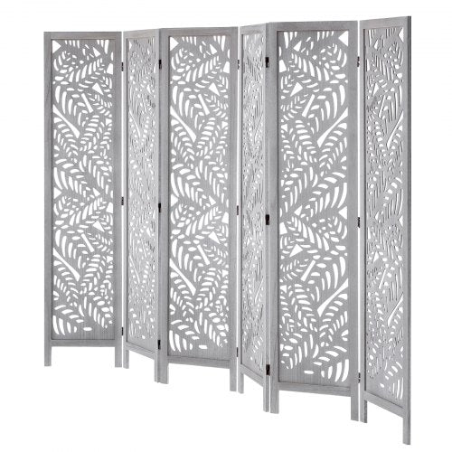 Wood Room Divider 6 Panel Wood Folding Privacy Screen 66.9 Inches Tall