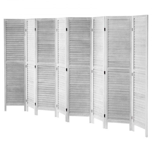 Wood Room Divider 8 Panel Wood Folding Privacy Screen 66.9 Inches Tall