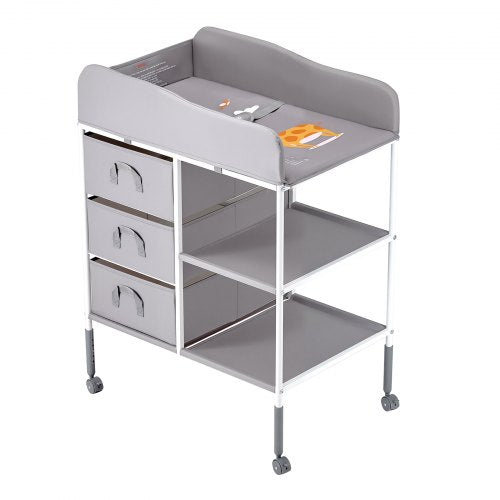 Baby Changing Table Portable Diaper Change Station with 3 Fabric Drawers