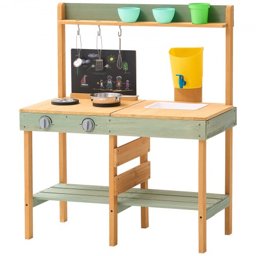 Mud Kitchen for Kids Wooden Toy Play Kitchen Set Outdoor Toddler Grocery