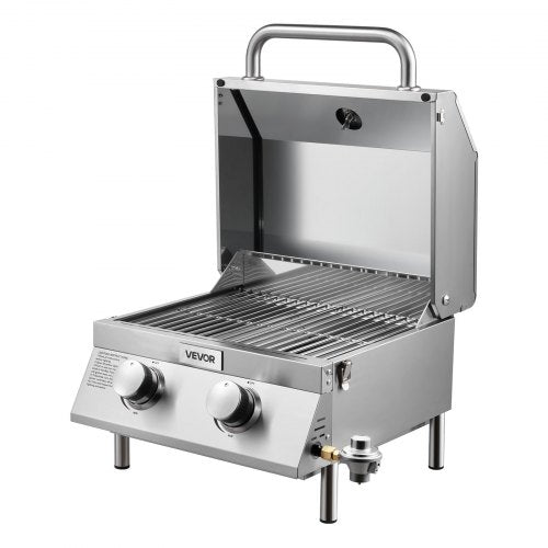 Tabletop Gas Grill 2Burner Stainless Steel Portable Propane Grill with Builtin