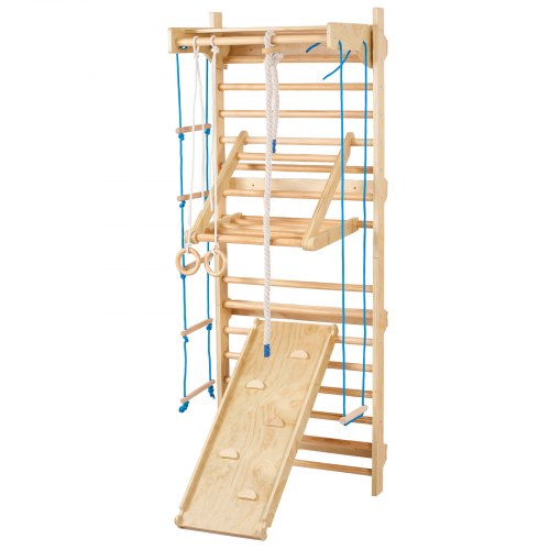 Swedish Ladder Wall Gym 8 in 1 Wooden Indoor Playground Climbing Toys 220
