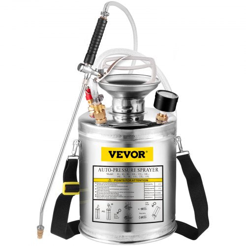 1 Gallon Stainless Steel Sprayer 12 Wand 3FT Reinforced Hose Hand Pump