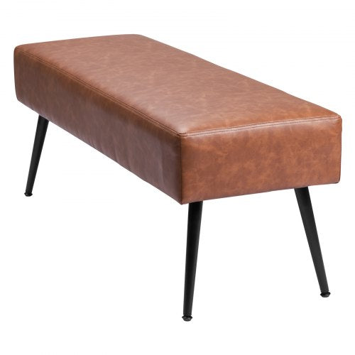 Leather Bedroom Bench PU Leather Bench with Metal Legs and with Stitching