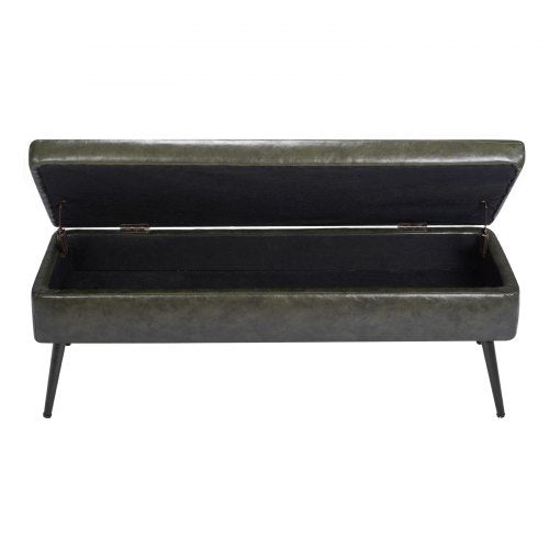Leather Storage Ottoman Bench PU Leather Bench with Storage and Metal Legs 3