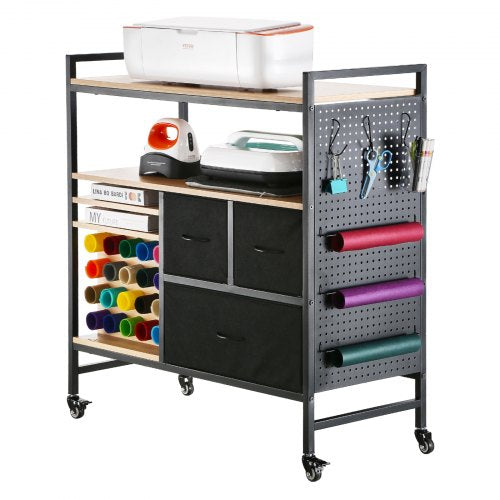 Rolling Craft Cart and Storage Table Compatible with Cricut Machines